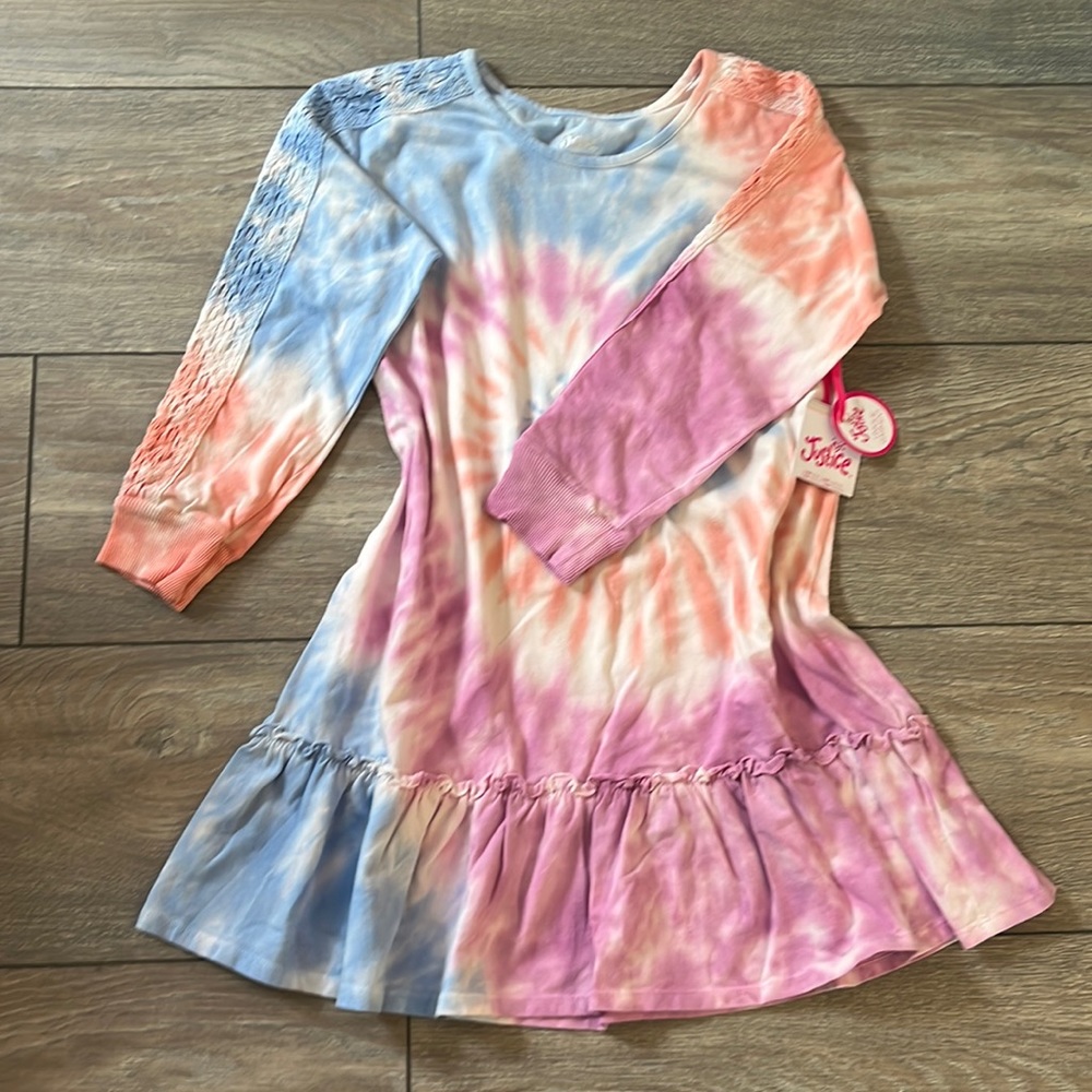 NWT Justice, tie-dye cotton dress. Sz size.S-7/8